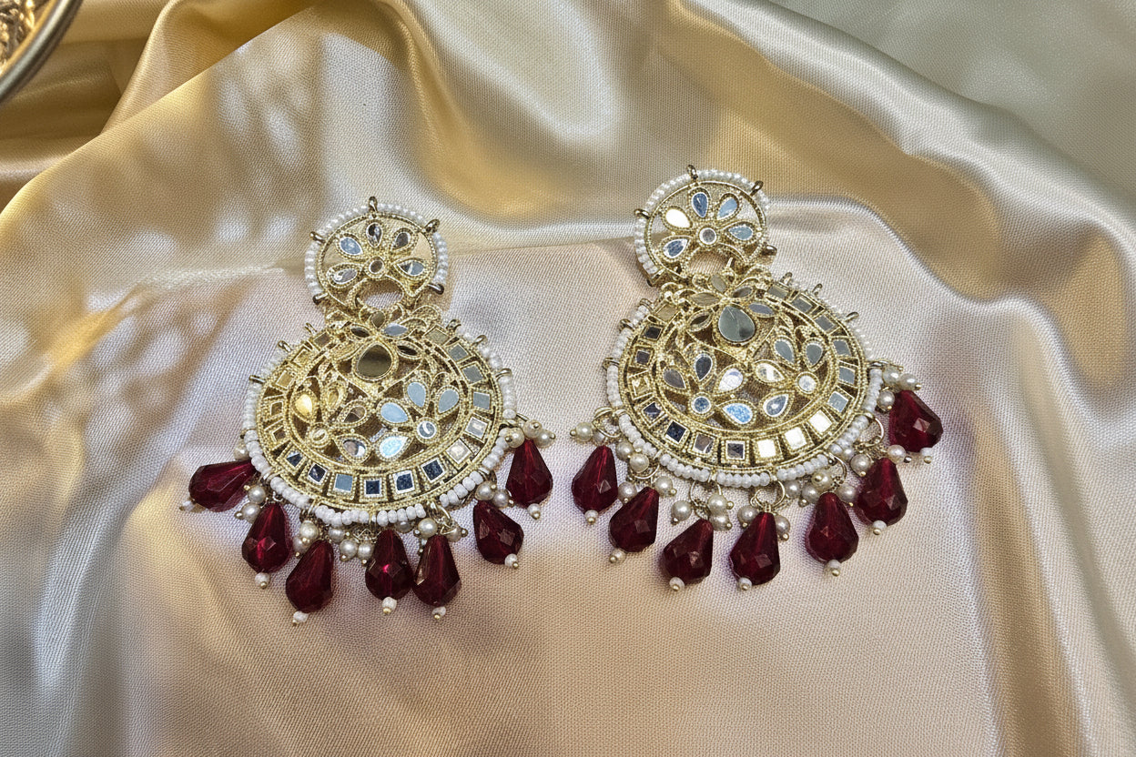 RED AAINA EARRINGS
