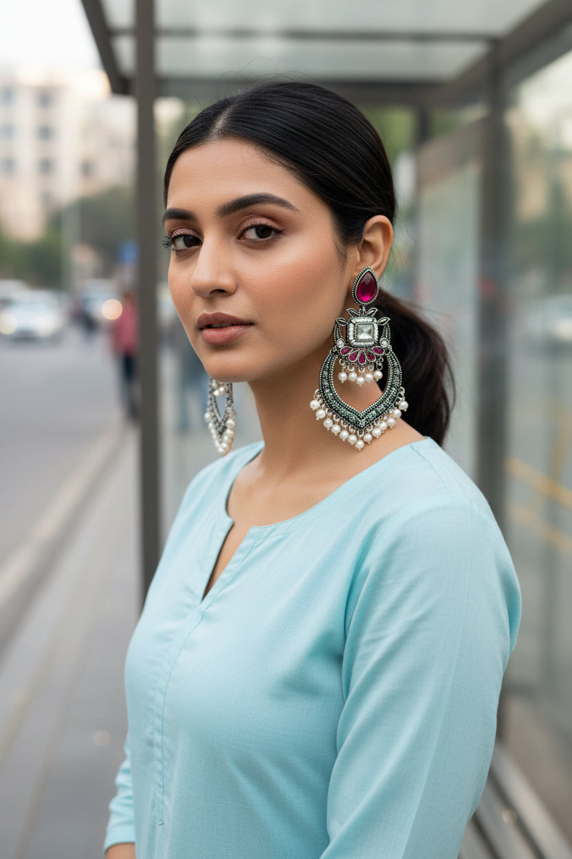 EVERYDAY RED OXIDISED EARRINGS