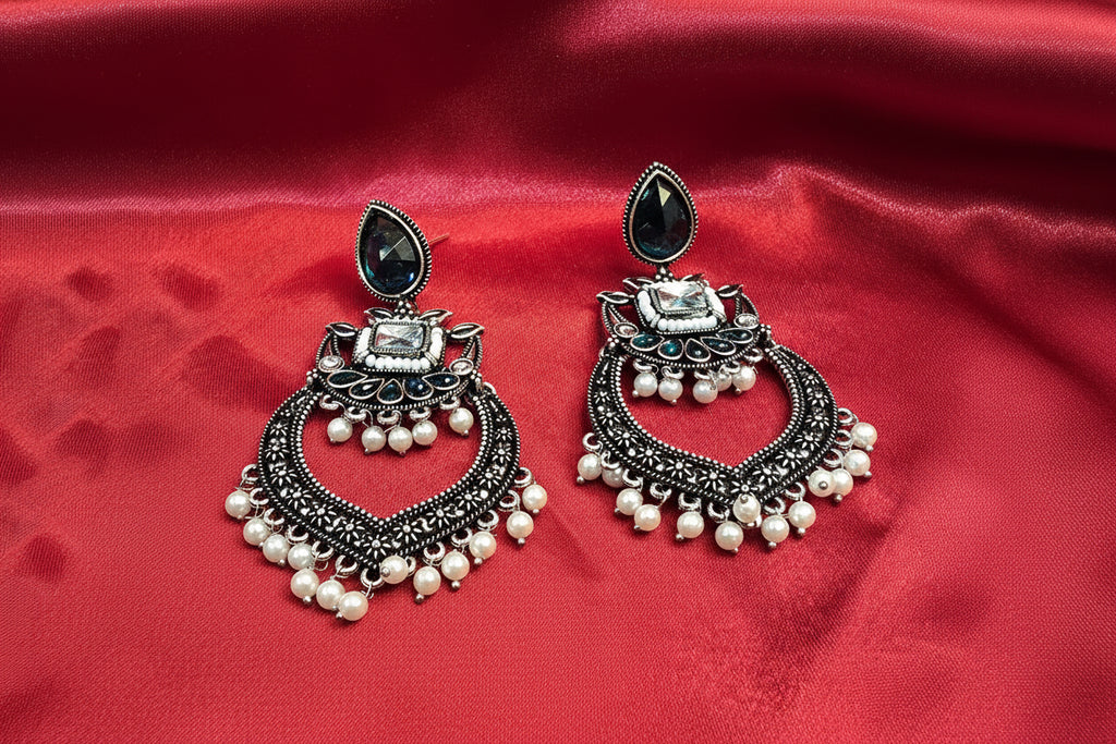EVERYDAY GREEN OXIDISED EARRINGS