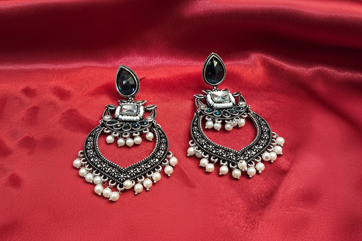 EVERYDAY GREEN OXIDISED EARRINGS