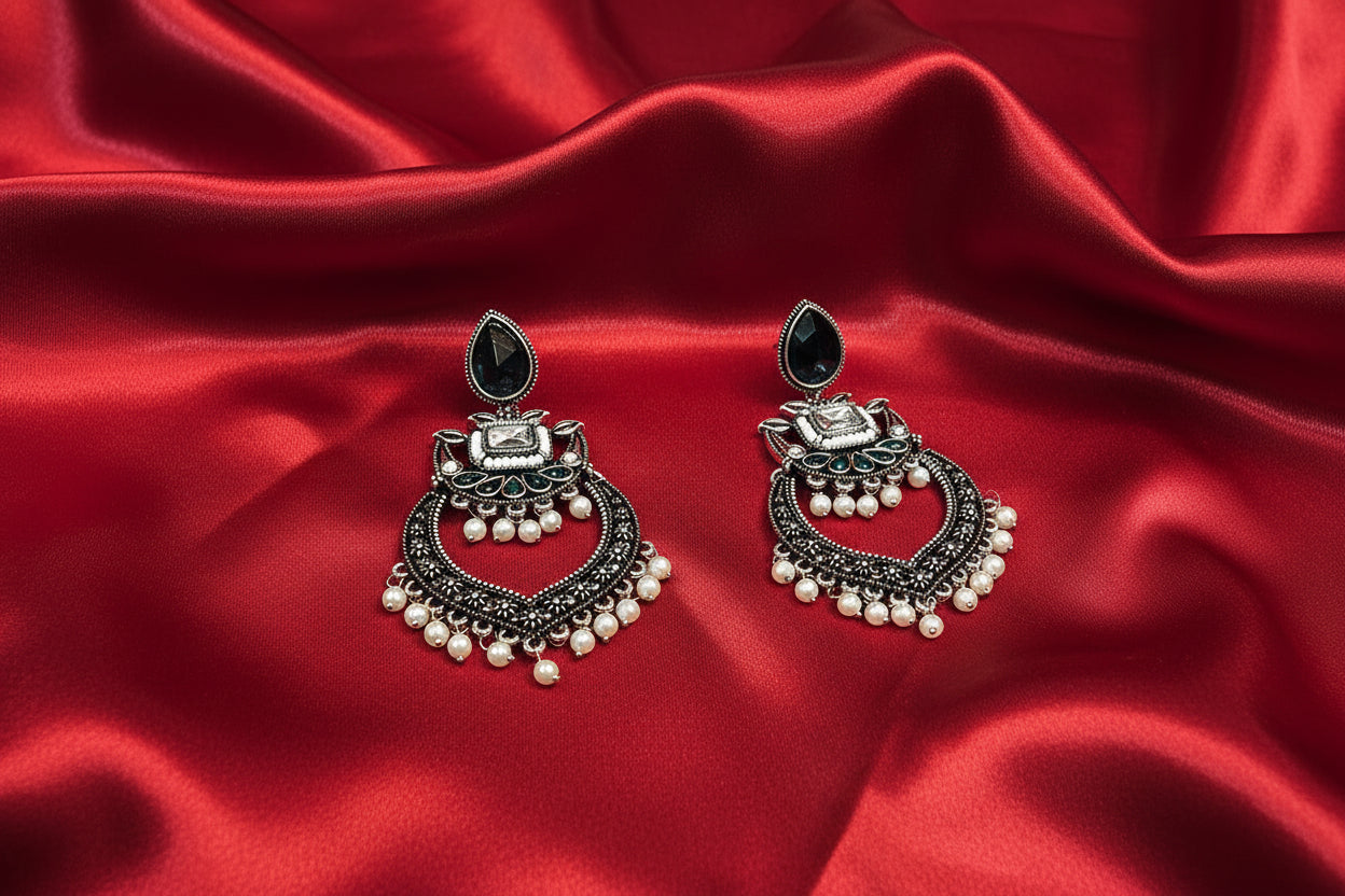 EVERYDAY GREEN OXIDISED EARRINGS