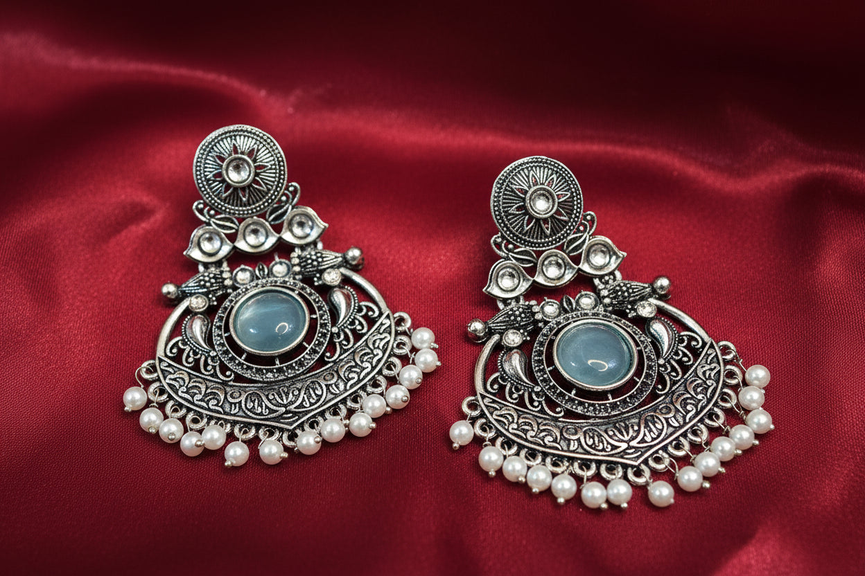 EVERYDAY OXIDISED AQUA EARRINGS