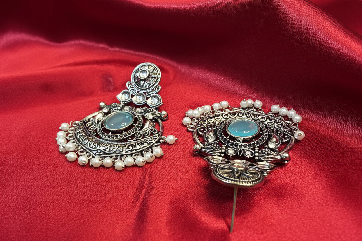 EVERYDAY OXIDISED AQUA EARRINGS