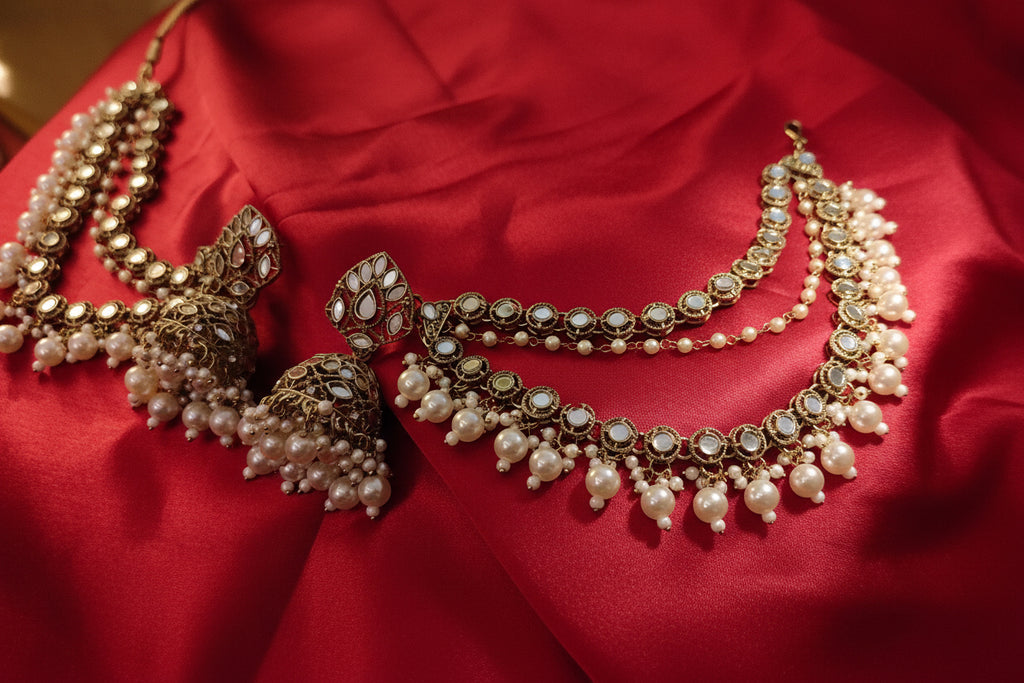 GOLDEN HEER VIVAH EARRINGS WITH EAR CHAIN