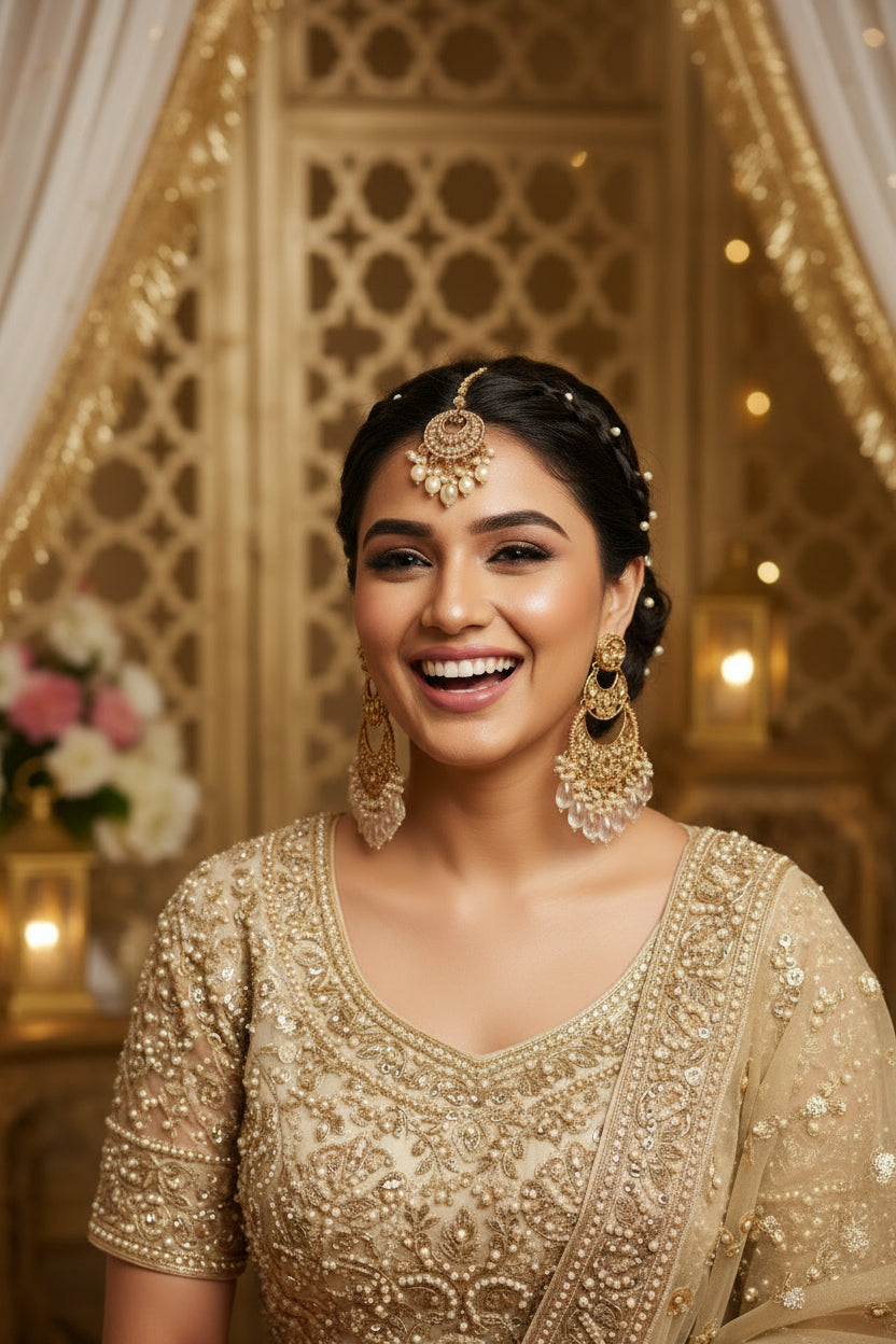 GULNAR HEER STATEMENT EARRINGS WITH MANGTIKA